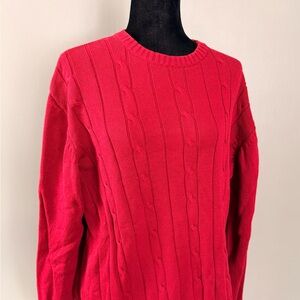 Oscar de la Renta  Red Cable Knit Sweater